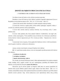 Schematinis pavaizdavimas teisinio proceso, susijusio su įmonės bankrotu