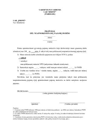 NPD taikymo formulės ir pavyzdžiai