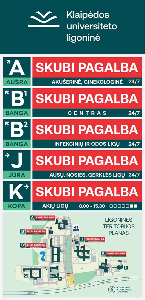 Skubios pagalbos numerių sąrašas ant šaldytuvo