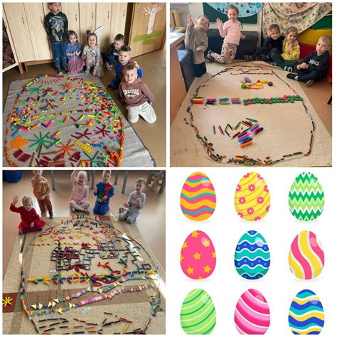 Vaikai su Velykų margučiais ir personažais