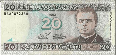 20 litų banknotas su Maironio portretu